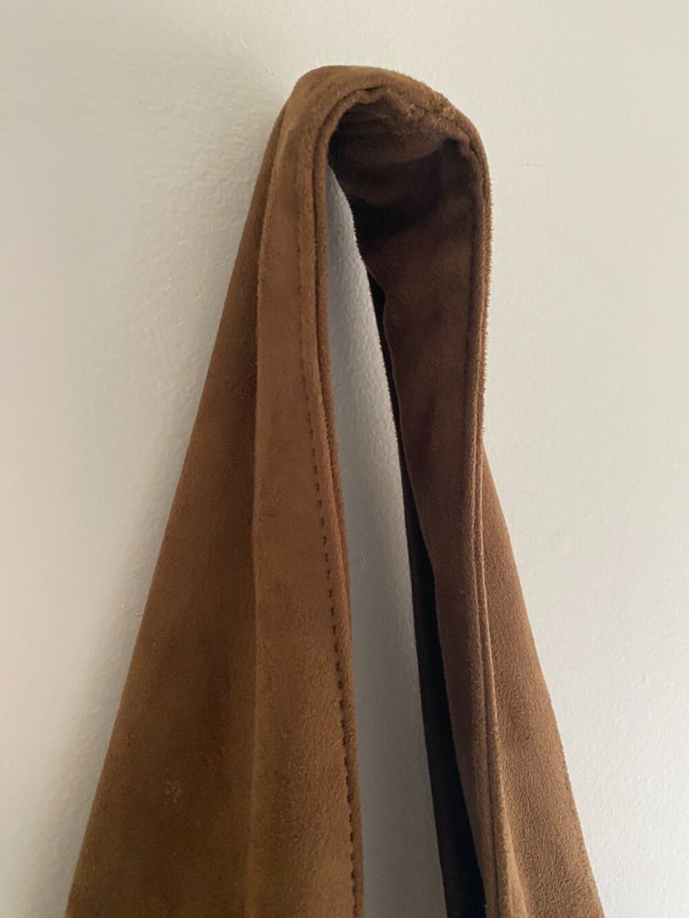 H&M Brown Faux Suede Slouchy Hobo Shoulder Bag Boho Minimalist Large - Picture 8 of 8